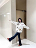 LDBE灰色小狗刺繡棒球服外套女2025新款秋季美式oversize寬松夾克上衣 白灰色【春秋薄款】 M 【80-100斤】 曬單實(shí)拍圖