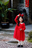 巴拉巴拉童裝女童連衣裙網(wǎng)紗針織公主紅色新年拜年服女童春裙 新年洋氣紅60611 110 曬單實(shí)拍圖