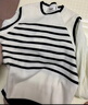 森馬（Semir）森馬針織衫女短款假兩件條紋氣質(zhì)2024春套頭衫通勤 白黑色調00319 L 165/88A 曬單實(shí)拍圖