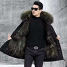 度凡尼斯獺兔毛皮內膽毛大衣派克服男款冬季新款毛一體可拆卸大衣皮草外套 中長(cháng)款黑色外殼煙灰色獺兔毛內膽 2XL 125-138斤 曬單實(shí)拍圖