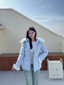 UNIFREE25年冬季羽絨服90絨修身短款輕薄連帽羽絨服外套帶毛領(lǐng)袖口毛圈 藍色 S 曬單實(shí)拍圖