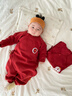 翹腳鴨嬰兒衣服新生連體衣拜年服滿(mǎn)月寶寶過(guò)年百天周歲喜慶紅色睡衣秋冬 曬單實(shí)拍圖