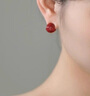 芯奢相思豆耳釘一款兩戴耳環(huán)女時(shí)尚簡(jiǎn)約球球耳扣實(shí)用情人節送女友禮物 紅色 曬單實(shí)拍圖