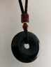 金石靈天然黑曜石吊墜平安扣項鏈六字箴言水晶吊墜本命年送男女生日禮物 曬單實(shí)拍圖
