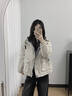 尚靜夾棉加厚韓版時(shí)尚工裝外套女2025冬季新款休閑連帽長(cháng)袖保暖短上衣 淺米灰色 M 曬單實(shí)拍圖