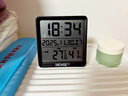 漢時(shí)（Hense）磁吸電子時(shí)鐘廚房冰箱帖溫濕度計桌面擺放式電子表靜音客廳數字鐘表可掛墻臺式座鐘 HA3702黑色 曬單實(shí)拍圖