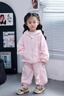 FIDQIOG國際品牌女童春秋套裝2025新款兔耳洋派兒童秋裝厚棉衛(wèi)褲T 粉紅色 100 曬單實(shí)拍圖
