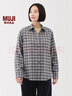 MUJI 女式 法蘭絨 襯衫領(lǐng) 長(cháng)袖襯衫襯衣內搭上衣純棉冬季女裝格子 深灰色格紋 M （160/84A） 曬單實(shí)拍圖