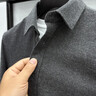 保羅森林狼長(cháng)袖羊毛棉襯衫男士2025秋冬新款商務(wù)休閑純色翻領(lǐng)打底衫加厚襯衣 深灰 M 建議95-115斤 曬單實(shí)拍圖
