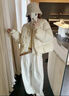 FSHE棉服女2025新款撿漏剪標女裝小香風(fēng)針織拼接短款加厚保暖外套女 米白色 S 建議95-115斤 曬單實(shí)拍圖