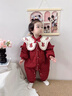 班喜迪嬰兒衣服冬裝嬰幼兒連體衣女寶寶百天周歲禮服國風(fēng)喜慶過(guò)年拜年服 紅色 80cm 曬單實(shí)拍圖