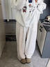 燦圖米白色加絨糯米闊腿褲女秋冬季慵懶加厚一體絨保暖寬松休閑棉衛褲 米白色【加絨款】 M 曬單實(shí)拍圖