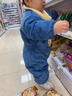 心楠寶寶爬爬服秋冬一體式罩衣哈衣爬行服兒童外穿玩耍防戶(hù)外臟連體衣 藍色領(lǐng)結小熊爬爬服 90cm 【建議身高75-83cm，建議0-1歲】 曬單實(shí)拍圖