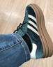 adidas「T頭鞋」GAZELLE BOLD W厚底增高板鞋男女阿迪達斯三葉草 綠色/樹(shù)脂黃 36.5 曬單實(shí)拍圖