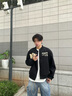 404MOBGANG[侯明昊同款]重磅毛呢刺繡棒球服情侶外套男女美式酷颯秋冬夾克 黑色 2XL 曬單實(shí)拍圖