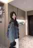 粟茝牛仔皮草拼接外套鵝絨服羊毛皮毛一體短女寬松大毛領(lǐng)2025冬季新款 牛仔藍 M 曬單實(shí)拍圖