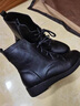卡帝樂(lè )鱷魚(yú)（CARTELO）真皮馬丁靴女平底2025新款英倫風(fēng)短靴春秋單靴 BK202黑色單鞋 38 曬單實(shí)拍圖