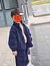 G.duck兒童抓絨衛衣套裝男女寶寶奧粒絨兩件套秋冬加厚保暖搖粒絨外套 藏藍色 120 建議身高110-115cm 5-6歲 曬單實(shí)拍圖