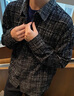 杰克·瓊斯（JACK&JONES）男裝秋季寬松翻領(lǐng)格紋花呢潮流百搭小香風(fēng)外套男長(zhǎng)袖襯衫夾克男士 E40黑色 M 175 曬單實(shí)拍圖