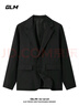 GLM西服男休閑小西裝外套男士痞帥修身潮流單西翻領(lǐng)上衣男黑色M 曬單實(shí)拍圖