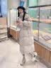 鹿依檸羽絨棉服女冬季2025新款韓版時尚寬松過膝中長款棉衣加厚保暖棉襖 米白色 M 曬單實拍圖