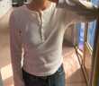 優(yōu)衣庫女裝羅紋亨利領(lǐng)T恤/長(cháng)袖修身短款內搭打底25新款479591 01 乳白色 M /160/84A 曬單實(shí)拍圖