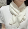恒源祥雙穿孔含羊絨小圍巾雙層針織短款圍脖秋冬護頸椎保暖情侶親子 奶駝色 曬單實(shí)拍圖