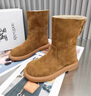 蜜凡蘇馬丁靴英倫風(fēng)翻毛皮女英倫復古圓頭平底中筒長(cháng)靴機車(chē)靴短靴兩穿靴 駝色[升級版] 40 曬單實(shí)拍圖