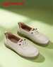 足力健老人鞋秋冬休閑皮鞋軟皮軟底媽媽鞋一腳蹬平底單鞋 6017K米色39 曬單實(shí)拍圖