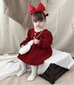 G.DUCK HELLO小黃鴨新年裙女童連衣裙加絨秋冬裝2-3-4-5-6-7歲拜年裙冬裙冬 紅色 100 cm 曬單實(shí)拍圖