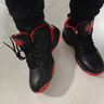 籃球鞋男秋季潮流百搭高幫運動(dòng)球鞋青少年大碼45碼減震防滑跑步鞋 黑紅 【皮面防水】 43 (265mm) 曬單實(shí)拍圖