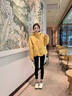 尚靜抽繩下擺連帽工裝加厚外套女2025冬季新款高級感百搭加絨保暖上衣 黃色 M 曬單實(shí)拍圖