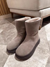 百麗（Belle）復古簡(jiǎn)約雪地靴女2025冬新商場(chǎng)同款厚底加毛保暖短靴E4K2DDZ5預售 灰色 37 曬單實(shí)拍圖
