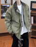 魯雅爾美式飛行夾克棉服男裝冬季潮流夾棉加厚棉衣cleanfit廓形棉襖外套 軍綠色 XL 曬單實(shí)拍圖