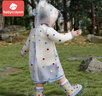 babycrayon新款可愛(ài)萌趣彩虹豆兒童雨衣戶(hù)外穿防水幼兒園男生女童寶寶雨披 曬單實(shí)拍圖