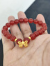 石玥珠寶收藏級8mm紅瑪瑙手串黃金蝴蝶結本命年轉運水晶瑪瑙手鏈男女士款 曬單實(shí)拍圖