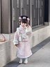 安妮優(yōu)兒（Anneyol）格格服女童古裝清朝秋冬加厚兒童冬季漢服中國風(fēng)唐裝滿(mǎn)族拜年服裝 粉色加絨加厚 110 曬單實(shí)拍圖