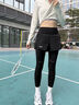 徽格兒（phigeer）高彈力馬拉松跑步運動(dòng)長(cháng)褲女四季通用后口袋假兩件瑜伽壓縮緊身褲 黑色長(cháng)褲 M 曬單實(shí)拍圖