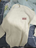 璽物半高領(lǐng)毛衣男春秋冬季加絨加厚套頭線(xiàn)衣潮牌寬松打底針織衫外套 白色 XL -建議110-140斤左右 曬單實(shí)拍圖