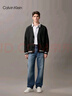 Calvin KleinJeans25秋季新款男女情侶休閑學(xué)院ck字母提花紐扣V領(lǐng)針織開(kāi)衫外套 UB1-太空黑 M 曬單實(shí)拍圖