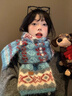 歌詩(shī)慧復古提花針織圍巾女秋冬季2025新款保暖圍脖學(xué)生生日禮物女披肩 復古提花湖藍色針織圍巾 曬單實(shí)拍圖