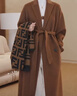 太平鳥(niǎo)女裝毛呢大衣甄絨系列浴袍式2.0女雙面毛呢外套D 棕色 L 曬單實(shí)拍圖