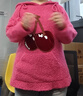 妖精的口袋毛絨絨連帽毛衣女2025秋冬套頭針織衫寬松長(cháng)袖上衣 櫻桃玫紅色 L 曬單實(shí)拍圖