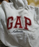 GAP女裝2025秋季新款撞色Logo寬松抓絨套頭連帽衫衛衣上衣792499 淺灰白 L (170/92A) 亞洲尺碼 曬單實(shí)拍圖