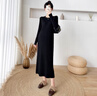 婧麒（JOYNCLEON）孕婦裝秋冬款2025新款連衣裙時(shí)尚洋氣顯瘦長(cháng)款寬松針織打底毛衣裙 黑色 XL 曬單實(shí)拍圖