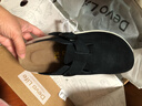 Devo的沃軟木拖鞋勃肯鞋半包厚底增高牛皮時(shí)尚包頭拖鞋女款22011 黑色反絨皮 38 （建議拍小一碼） 曬單實(shí)拍圖