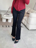 微喇西裝褲加絨加厚彈力修身喇叭褲女2025冬新款高腰時(shí)尚通勤休閑 黑色（加絨） M 體重90~100斤 曬單實(shí)拍圖