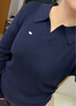 尚都比拉半開(kāi)襟簡(jiǎn)約通勤針織衫女秋季polo領(lǐng)軟糯長(cháng)袖內搭抽繩修身彈力上衣 曬單實(shí)拍圖