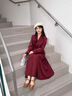 OLJ高檔品牌連衣裙女2025年秋冬新款氣質(zhì)收腰時(shí)尚顯瘦喜宴兩件套裙子 紅色 M 建議110斤以?xún)?曬單實(shí)拍圖