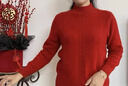 恒源祥羊絨衫女100%純羊絨媽媽裝冬季加厚內搭針織衫洋氣軟糯保暖毛衣 磚紅 加厚 M 【適合95-110斤】 曬單實(shí)拍圖